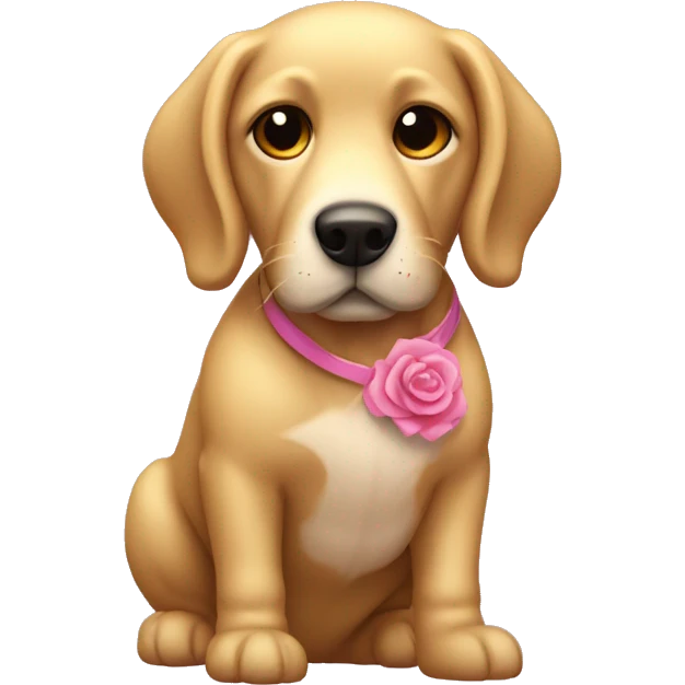 Perro golden retrocede con lacito rosa  emoji