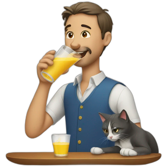 man drinking cats emoji