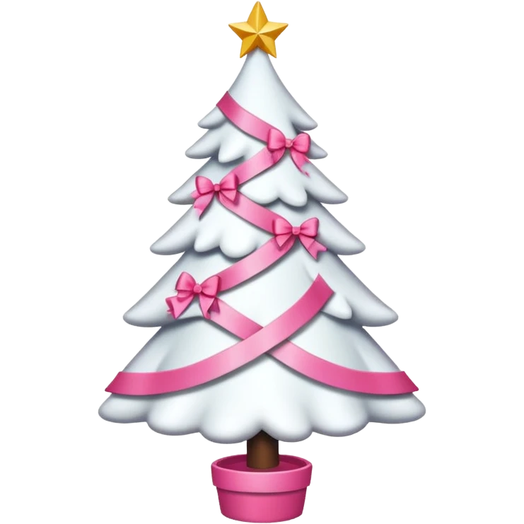 WHITE CHRISTMAS TREE WITH PINK BOWS emoji