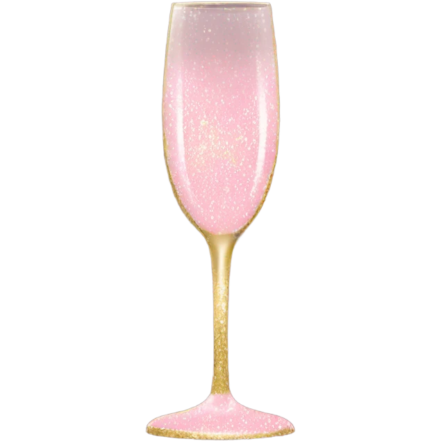 Light Pink glitter champagne glass with gold bow emoji