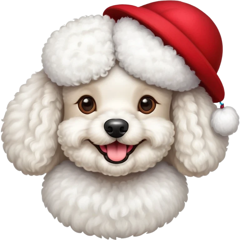 poodle wearing a red hat emoji