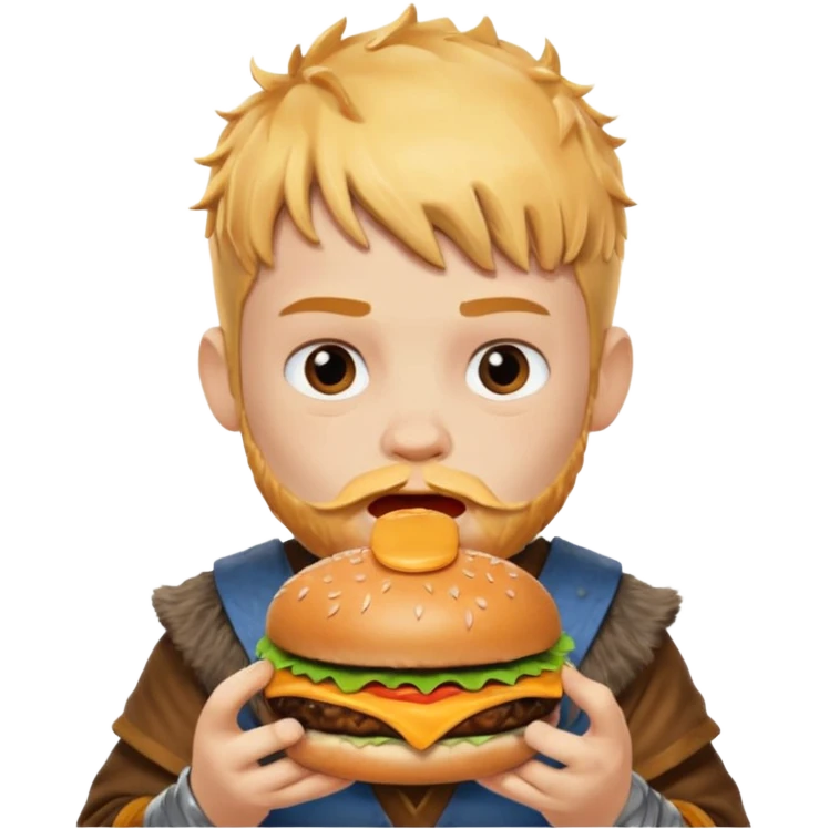 young boy viking eating burger emoji