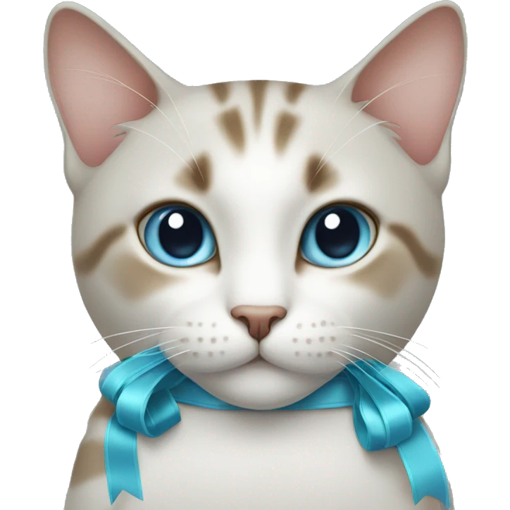 Cat with pastel blue ribbon on neck emoji