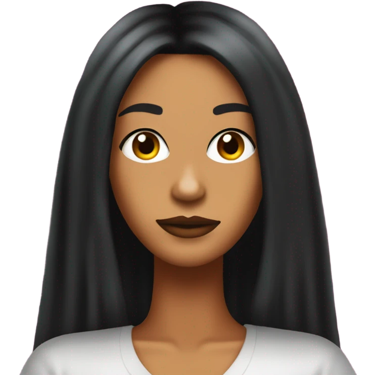 Tanned woman with long black hair dressed in 2000s Y2K hair, makeup, and neon attire emoji