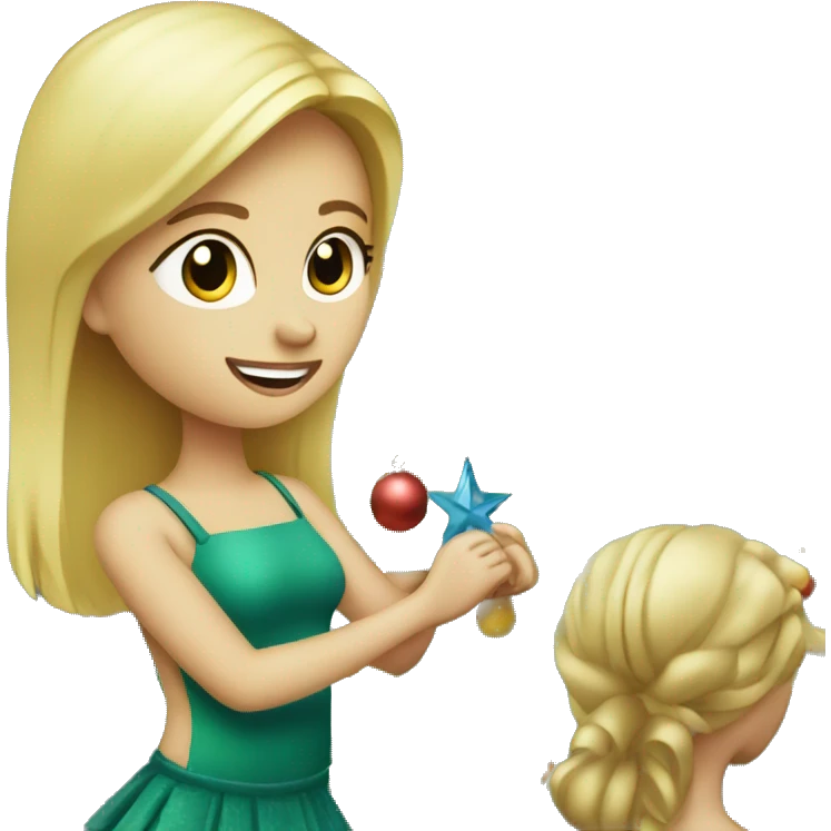 Blond Girl decorating a Christmas tree emoji