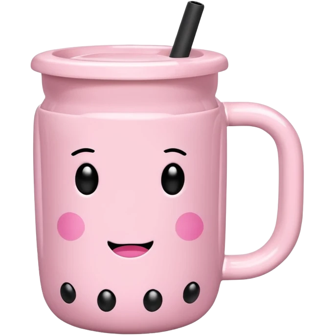 Pink mug with bubble tea, Without a face, Just a pink bubble tea mug emoji