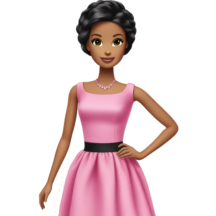 barbie doll pink dress black hair emoji