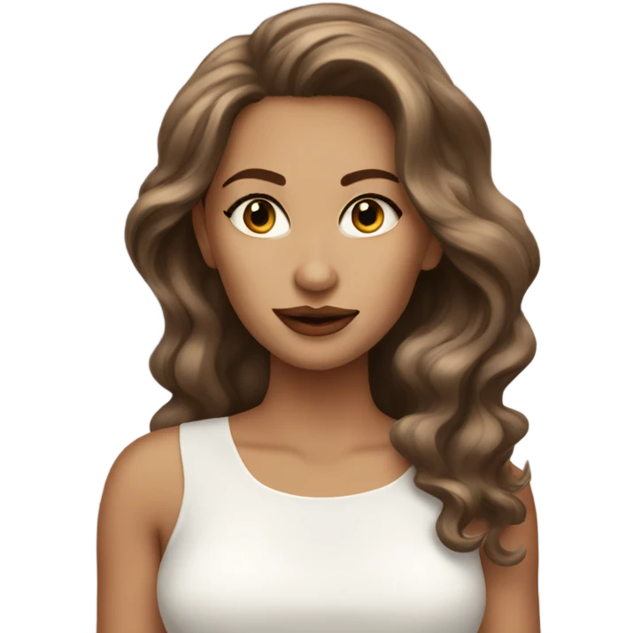 stunning white woman brown flowy hair shiny lips emoji