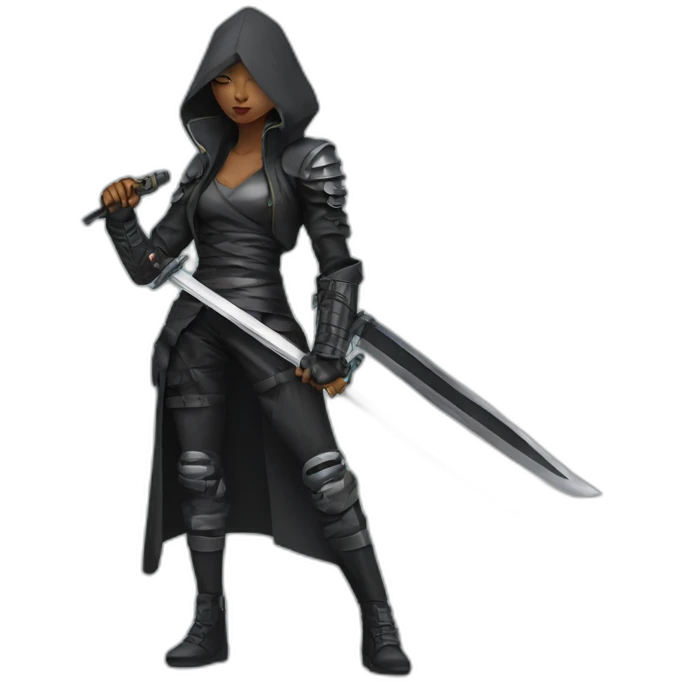 A woman dressed like a samouraï in cyberpunk style emoji