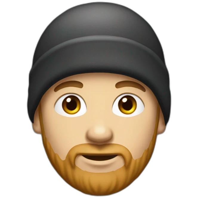 white-young-man-with-no-hair-and-long-brown-thick-beard-with-a-black-beanie-hat emoji