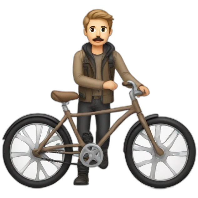 young Man with moustache on a bike,light brown hair emoji