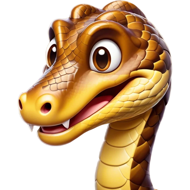 Cinematic Comical Python Portrait Emoji, Head tilted dramatically with an exaggeratedly shocked expression, featuring a robust, patterned body with wide, comically expressive eyes full of humorous disbelief, Simplified yet hilariously expressive features, highly detailed, glowing with a slightly sassy glow, high shine, dramatic yet playful, stylized with an air of quirky reptilian attitude, soft glowing outline, capturing the essence of a meme-worthy python that looks ready to side-eye its way into viral fame! emoji