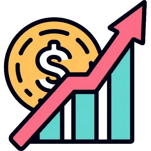 minimalist expense app icon with single coin and upward arrow emoji