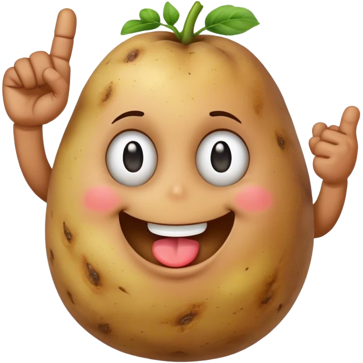 Une patate avec un sourire et un fuck emoji