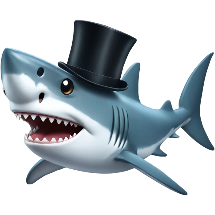 Shark with a top hat emoji