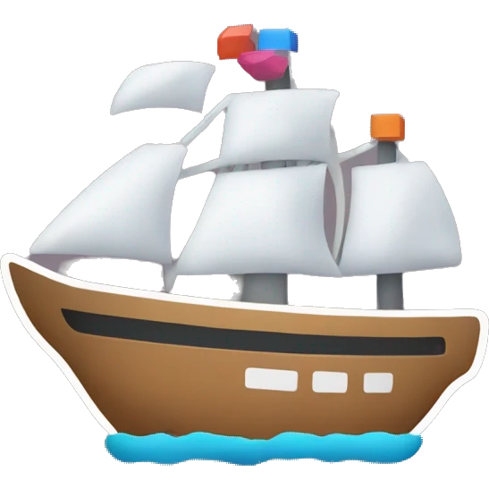 Generate a logo for a coding study platform featuring a playful ship icon surrounded by coding elements. emoji