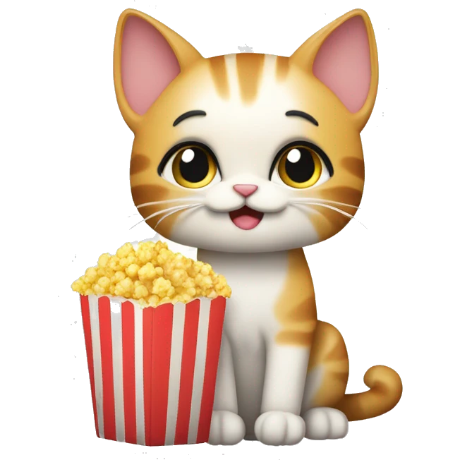 Katze die auf dem rücken liegt mit Popcorn in der hand emoji