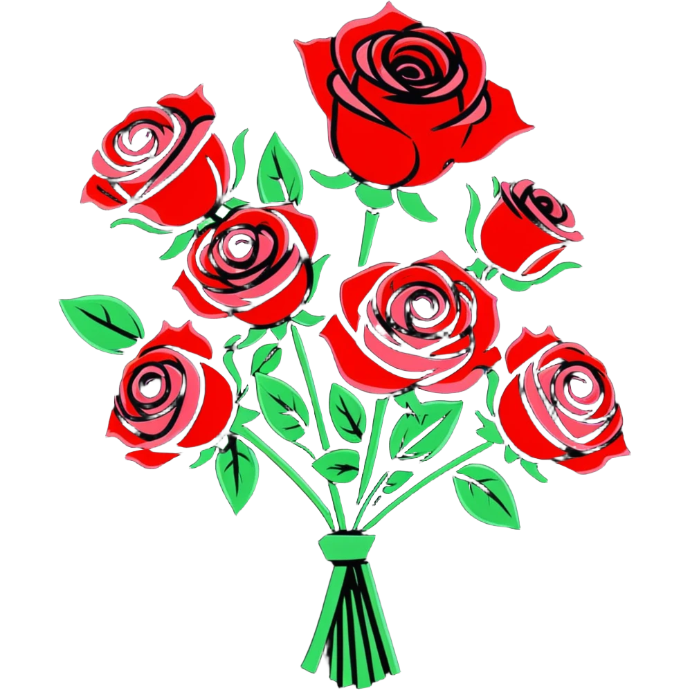 romantic bouquet of red roses emoji