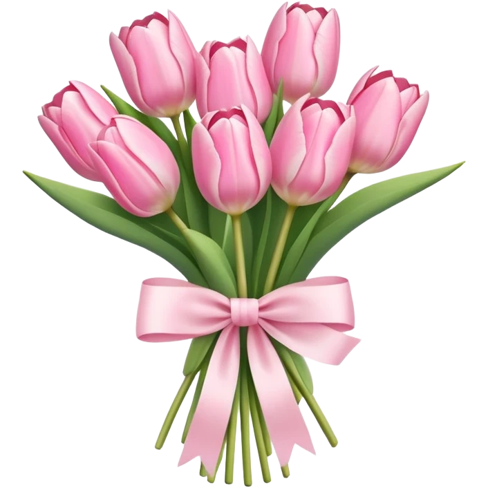 Pastel pink tulip bouquet with bow emoji