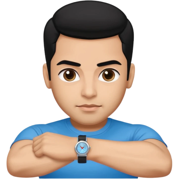 ipretty bratz emoji of salman khan wearing a black tee, silver- blue bracelet, black hair emoji