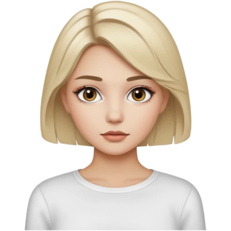 ragazza bionda cenere truccata con maglietta a maniche lunghe bianca emoji