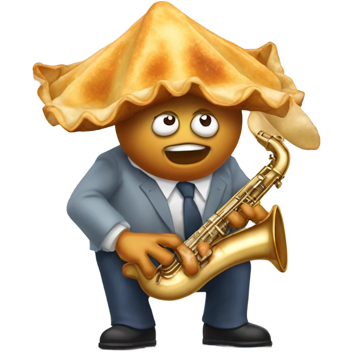 Crab Rangoon playing saxophone instrument emoji