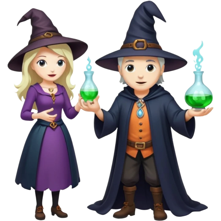 full-body witch gave a magic potion to a man emoji