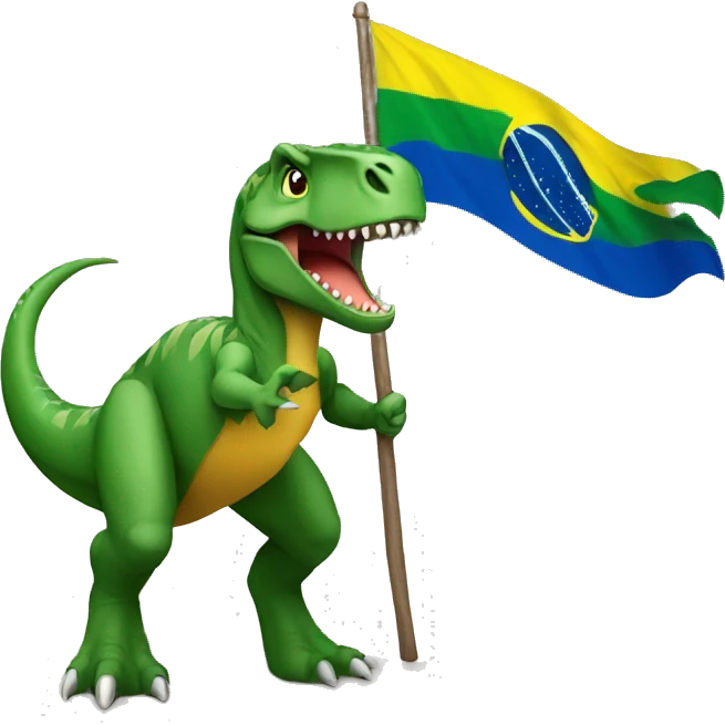 dinosaur holding Acre brasil flag emoji