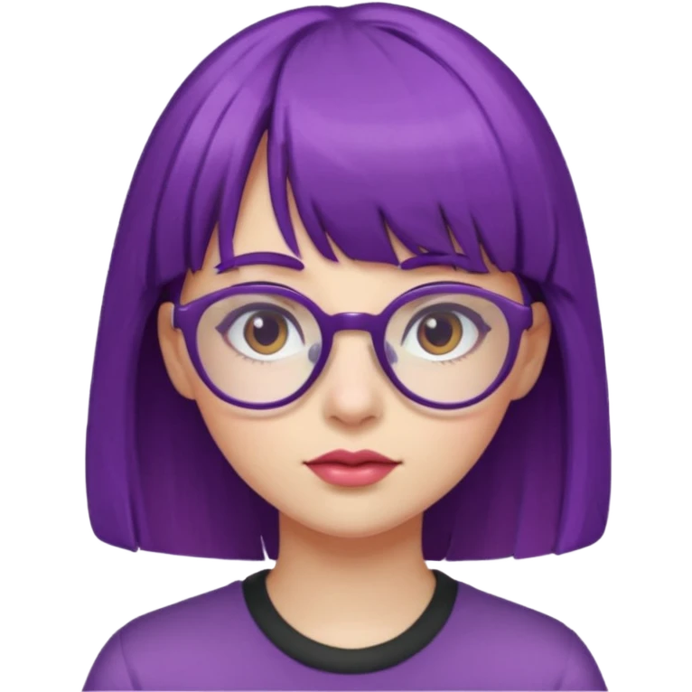 girl with bangs and purple hair and glassess emoji