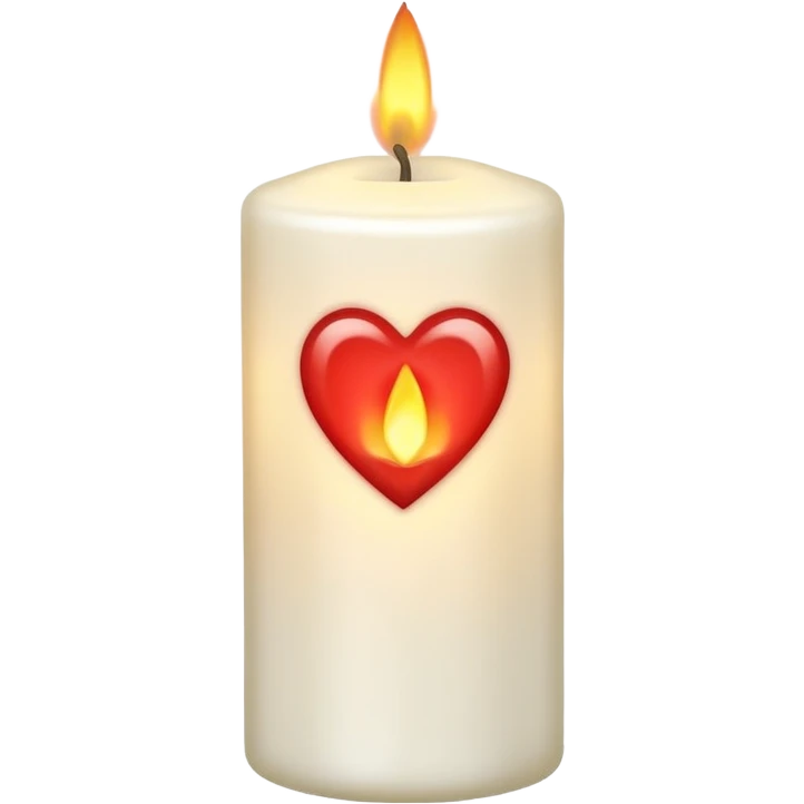 white candle with a heart-shaped flame emoji