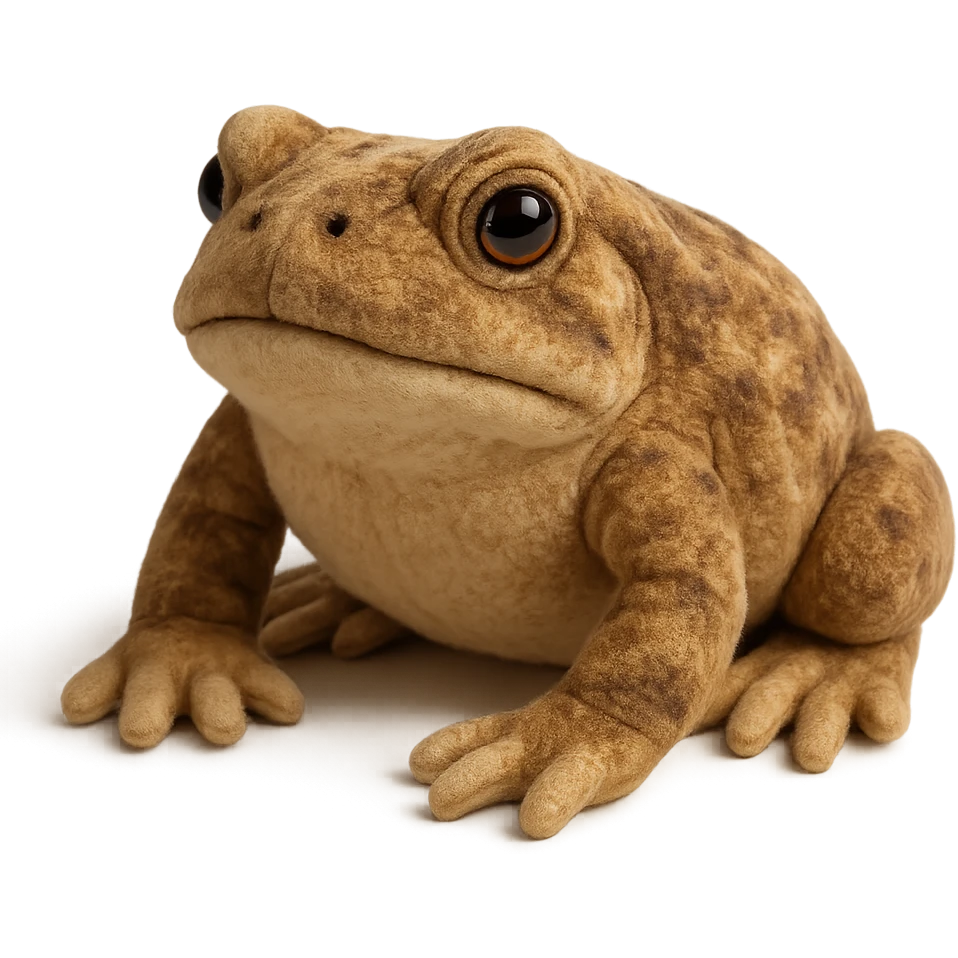realistic bufo frog doll, plush toy, soft textures, detailed, no background emoji