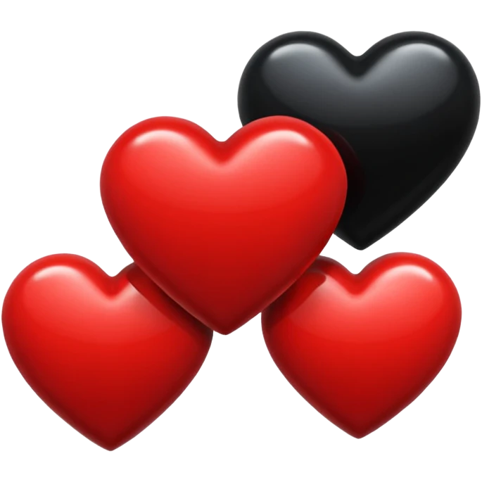 Tres corazones juntos negro rojo y negro emoji
