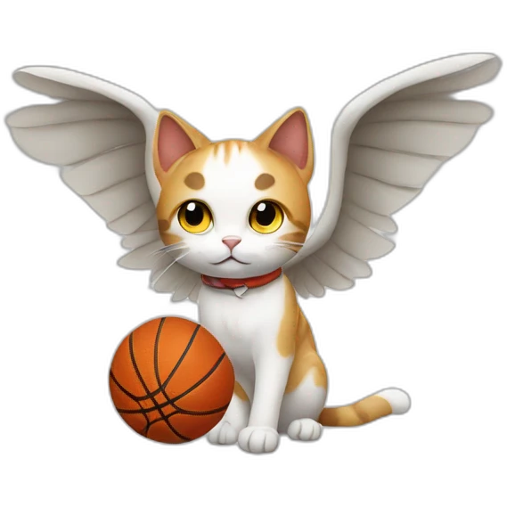 cat with wings and basketball emoji