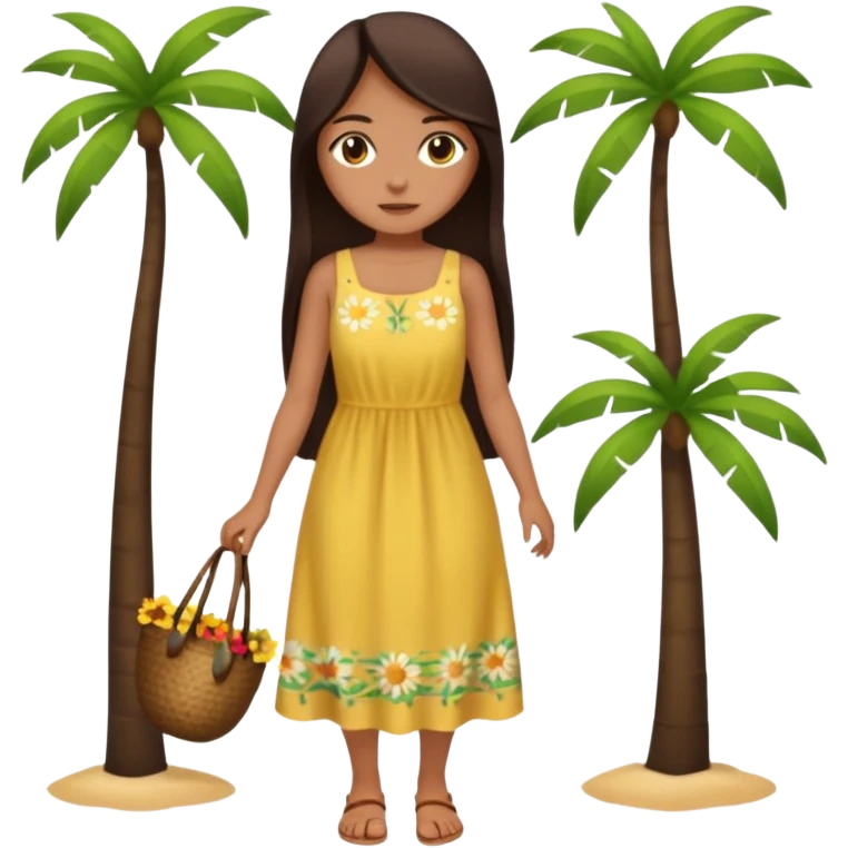 Can you make a girl with dark brown eyes with dark brown hair straight long hair with fully body  emoji