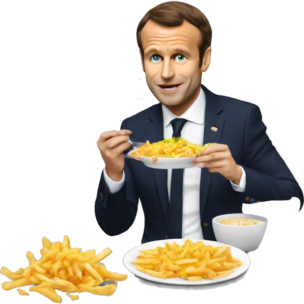 Macron qui mange une poutine emoji