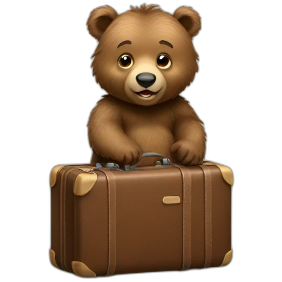 Baby Grizzly bear with a suitcase emoji
