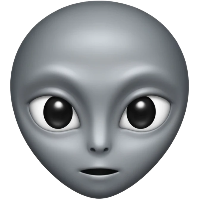 Grey alien head, almond-shaped eyes solid black, entire eye black, no white or iris, slanted, pale grey skin, cartoon emoji, no background


 emoji
