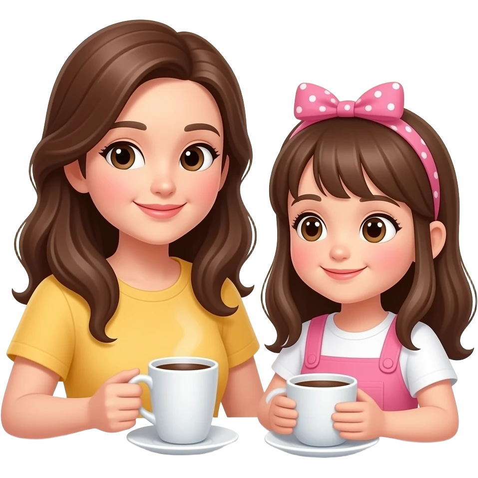 mom and daughter chill out have a coffee emoji