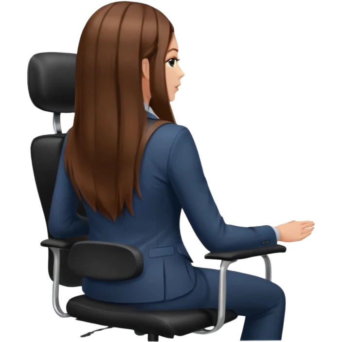 Woman sitting on an office chair from the Back of head with long hair emoji