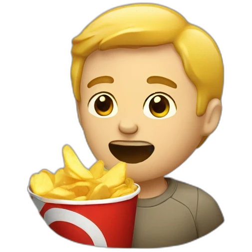 Man eating chips emoji