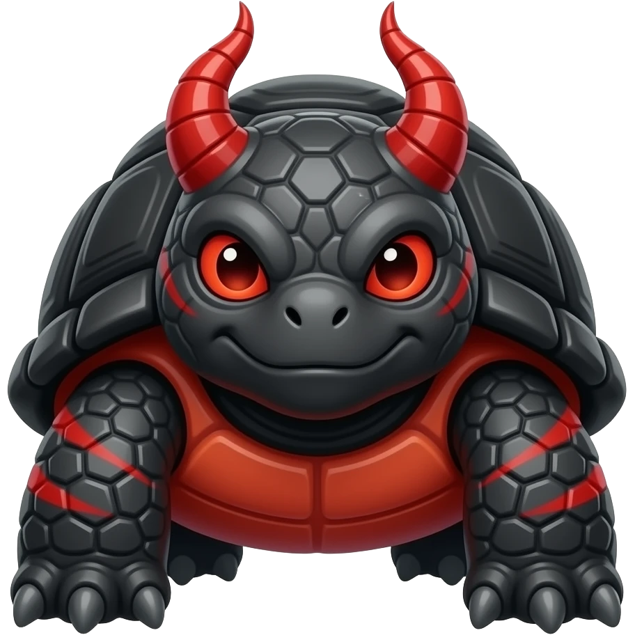 Hellish demonic black turtle with red belly and red edgy stripes emoji