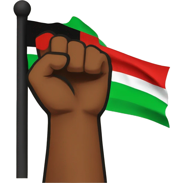 Black Power Fist and Red and Black and Green Flag  - Juneteenth - Freedom is NOT free ! emoji