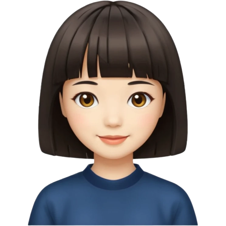 Japanese girl with bob haircut and bang emoji