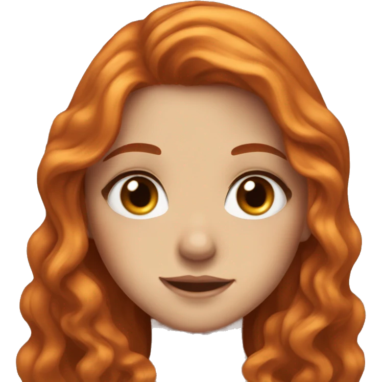 Girl with long wavy orange hair, one blue eye and one brown eye, freckles and pretty   emoji