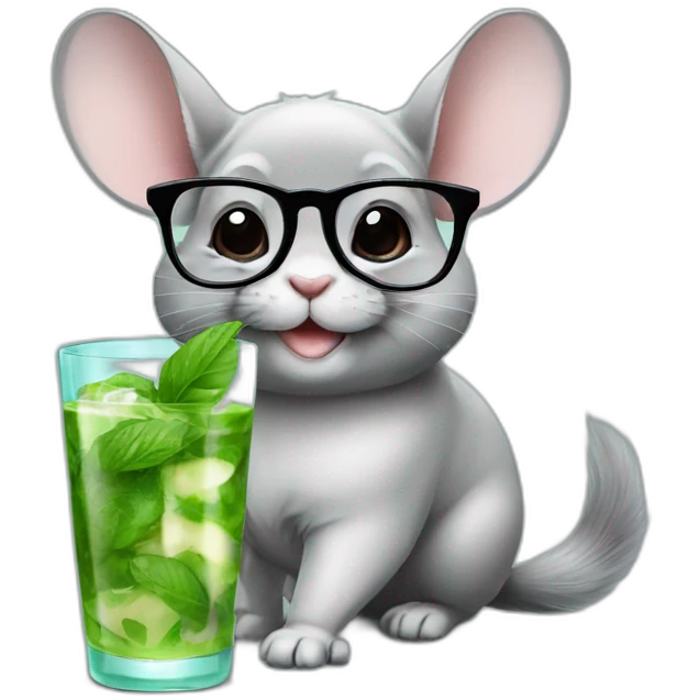 chinchilla with glasses and mojito emoji