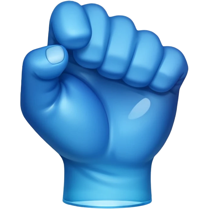 Give me a punching emoji with a blue gradient and transparency, No face, just a fist, With the effect of glass and transparency emoji