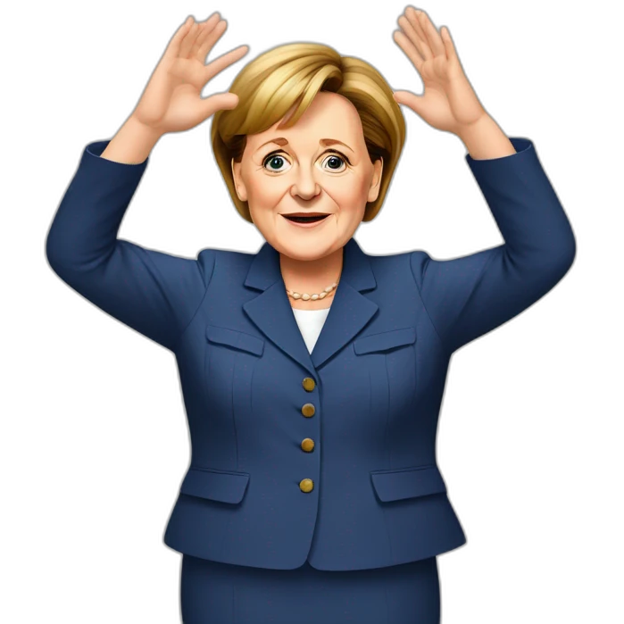 angela merkel with hands in typical gesture emoji