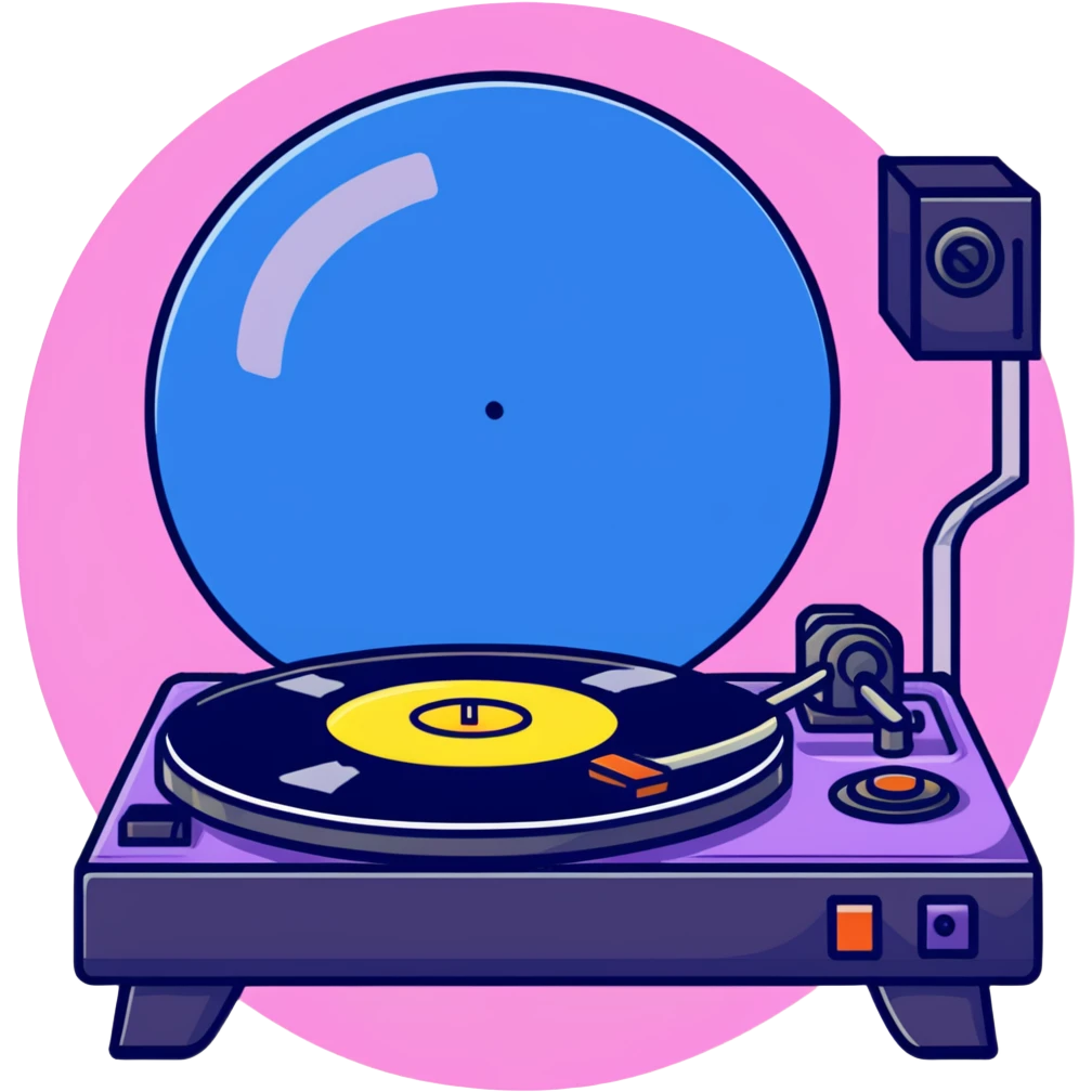 retro record player with disco vinyl emoji