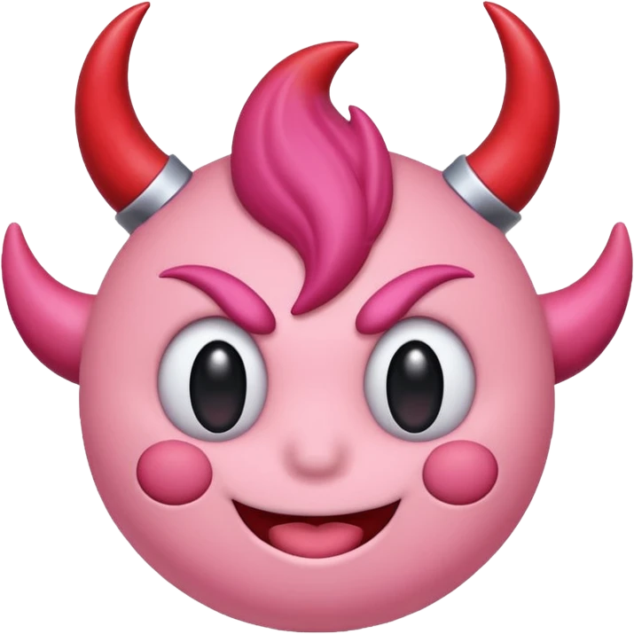 Kirby sitting with devil red horns emoji