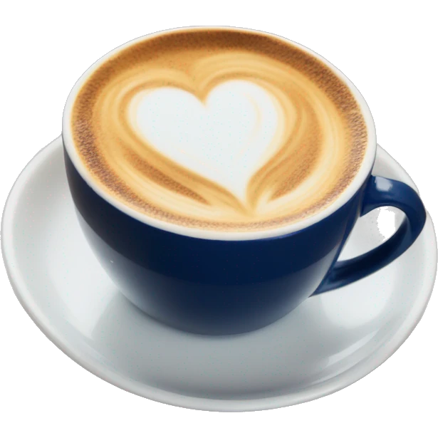  Navy blue coffee cup heart shaped latte art cappuccino emoji